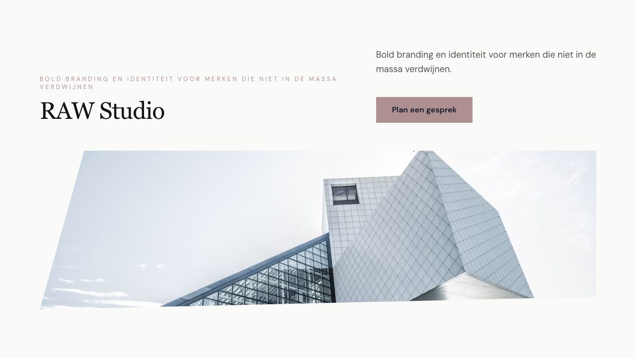 Homepage screenshot van RAW Studio