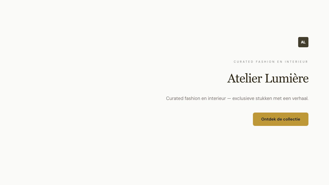 Homepage screenshot van Atelier Lumière